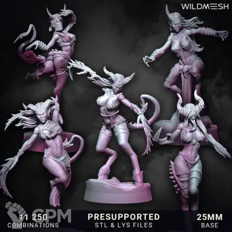 Описание картинки Chaos Excess – Succubus Unit Set от PocketSized Prints по цене 850руб | Свободный Рынок Миниатюр - СРМ