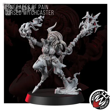 Описание картинки RENEGADES OF PAIN CURSED WITCHCASTER Колдунья Ренегатов от WastelandMiniatures по цене 270руб | Свободный Рынок Миниатюр - СРМ