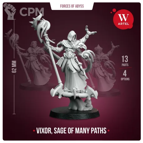 Описание картинки Миниатюра Vixor, Sage of Many Paths от Артель W по цене 1 495руб | Свободный Рынок Миниатюр - СРМ