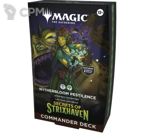 Описание картинки Колода Commander MTG Secrets of Strixhaven Witherbloom Pestilence на английском языке от Дауран по цене 5 500руб | Свободный Рынок Миниатюр - СРМ