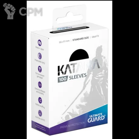 Описание картинки Протекторы Ultimate Guard Katana Standard Size - Black (100 штук) чёрного цвета от Дауран по цене 1 800руб | Свободный Рынок Миниатюр - СРМ