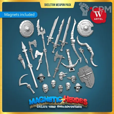 Описание картинки Части для миниатюр Skeleton Weapon Pack от Артель W по цене 1 000руб | Свободный Рынок Миниатюр - СРМ