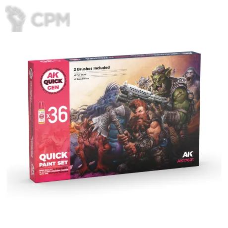 Описание картинки Набор красок и инструментов AK Interactive QUICK PAINT SET-36 QUICK GEN COLORS от Дауран по цене 11 000руб | Свободный Рынок Миниатюр - СРМ