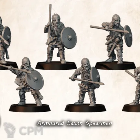 Описание картинки Armoured Saxon Spearmen от Manufactorum76 по цене 960руб | Свободный Рынок Миниатюр - СРМ