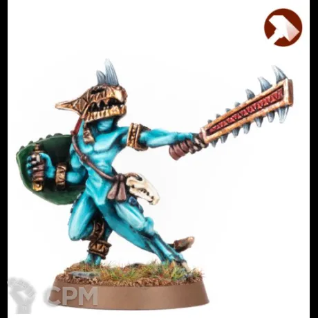Описание картинки Skink Chief with Sword & Shield от NEW-MINIATURES по цене 522руб | Свободный Рынок Миниатюр - СРМ