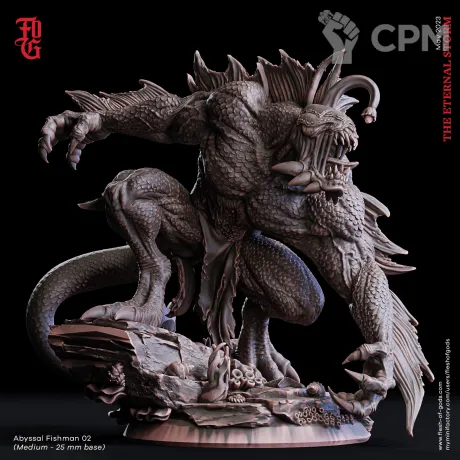 Описание картинки Abyssal fishman 2 от PocketSized Prints по цене 300руб | Свободный Рынок Миниатюр - СРМ