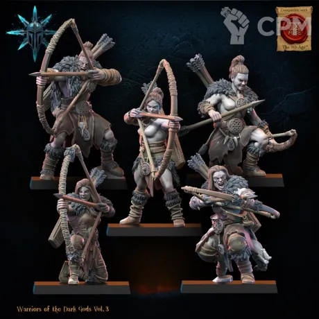 Описание картинки Barbarian regiment with bows x10 от PocketSized Prints по цене 1 700руб | Свободный Рынок Миниатюр - СРМ