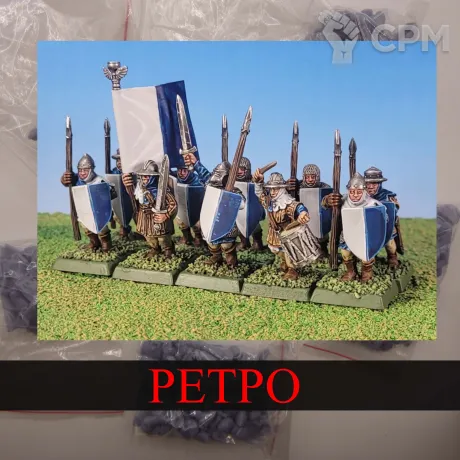 Описание картинки Bretonnia Men at Arms with Spears от White Rhino по цене 499руб | Свободный Рынок Миниатюр - СРМ