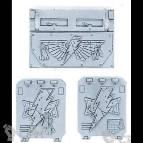 Описание картинки White Scars Rhino Doors and Frontplate от Darkminiatures по цене 418руб | Свободный Рынок Миниатюр - СРМ