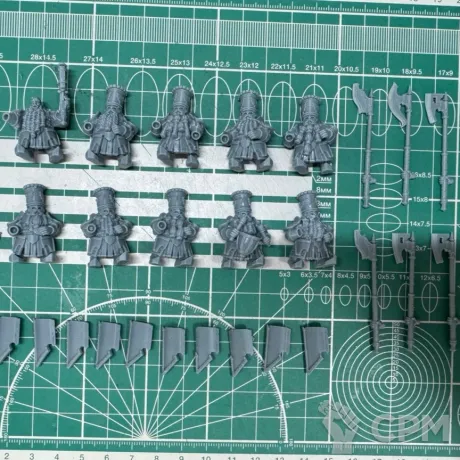 Описание картинки Chaos Dwarfs Heavy Guard with shields and polearms от Recruiter по цене 600руб | Свободный Рынок Миниатюр - СРМ