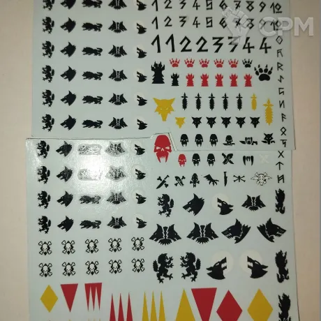 Описание картинки Warhammer 40000 Space Marines/Space Wolves декали на технику и пехоту от Shadowsunwaifu по цене 900руб | Свободный Рынок Миниатюр - СРМ
