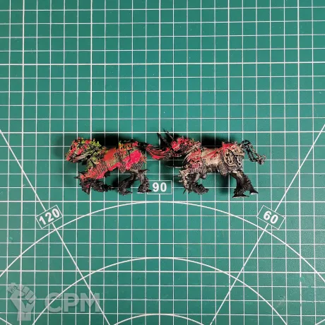 Описание картинки Chaos Knights Horses Chaos Steeds x2 от Каджит по цене 398руб | Свободный Рынок Миниатюр - СРМ