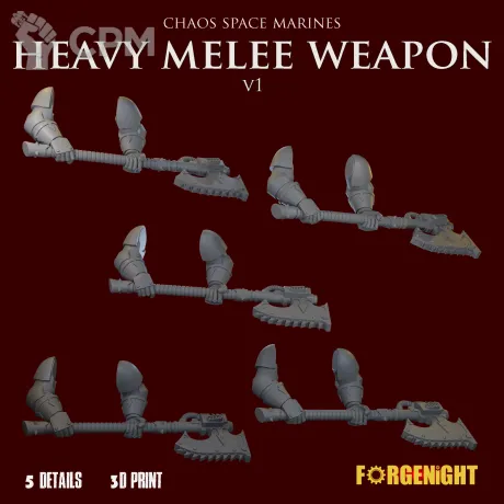 Описание картинки Chaos Space Marines Heavy melee weapon set V1 от ForgeNight по цене 375руб | Свободный Рынок Миниатюр - СРМ