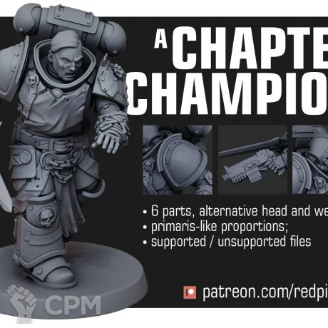 Описание картинки Champion Black Templars от Печатный подвальчик по цене 245руб | Свободный Рынок Миниатюр - СРМ