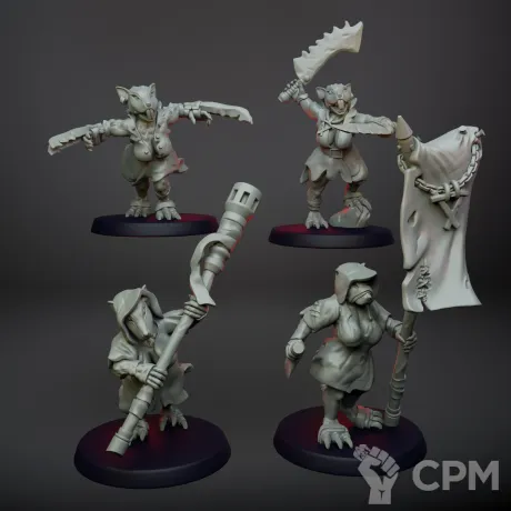 Описание картинки Skaven/Rat Monks от Barduck Miniatures по цене 849руб | Свободный Рынок Миниатюр - СРМ