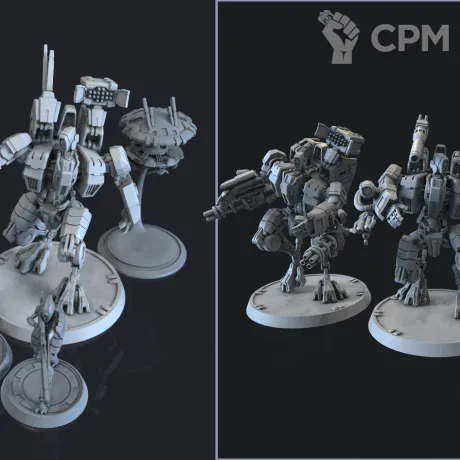 Описание картинки Crisis Battlesuits (CetiJumpMech) от 3D Shop  по цене 1 500руб | Свободный Рынок Миниатюр - СРМ