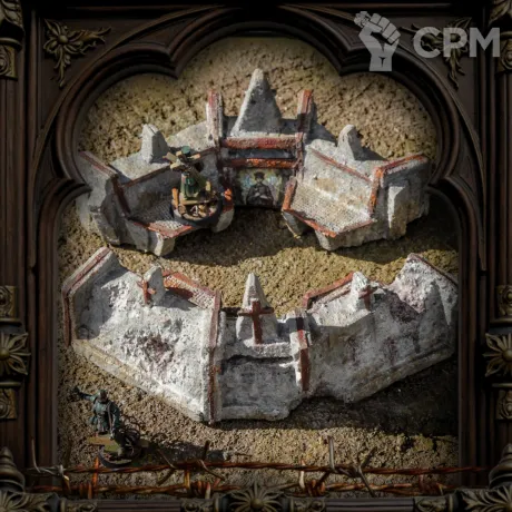 Описание картинки 2 Надземных укрепления ✠ Силы Церкви ✠ TRENCH CRUSADE от Big Brain Terrain по цене 2 050руб | Свободный Рынок Миниатюр - СРМ