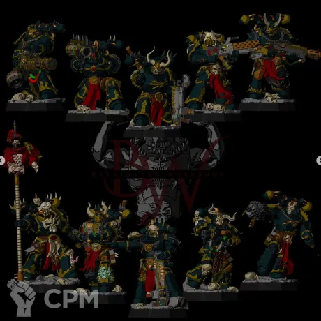 Описание картинки Chaos Space Marines от 3D Wargaming по цене 1 800руб | Свободный Рынок Миниатюр - СРМ