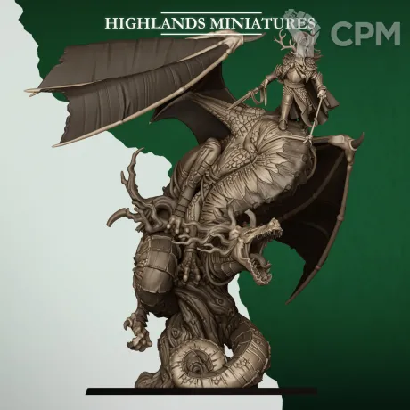 Описание картинки Feral Elf Prince on Feral Dragon от Manufactorum76 по цене 3 500руб | Свободный Рынок Миниатюр - СРМ