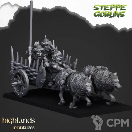 Описание картинки Steppe Goblin Chariot от 3DPrintClub по цене 820руб | Свободный Рынок Миниатюр - СРМ