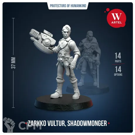 Описание картинки Миниатюра Zarkko Vultur, Shadowmonger от Артель W по цене 1 296руб | Свободный Рынок Миниатюр - СРМ