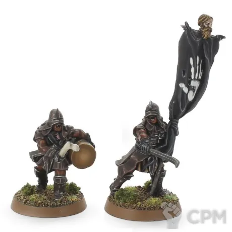 Описание картинки Uruk-hai Scout Drummer and Banner Bearer от  по цене 450руб | Свободный Рынок Миниатюр - СРМ