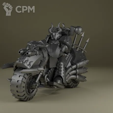 Описание картинки Chaos Lord on Bike от Печатный подвальчик по цене 550руб | Свободный Рынок Миниатюр - СРМ