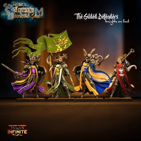Описание картинки Gilded Defenders Knights on Foot от 3Д-Печка по цене 500руб | Свободный Рынок Миниатюр - СРМ