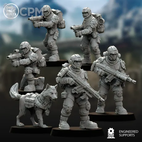 Описание картинки Cadian Shock Troops/Human Defence Force - Infantry OPR от Laboratory of Chaos по цене 350руб | Свободный Рынок Миниатюр - СРМ