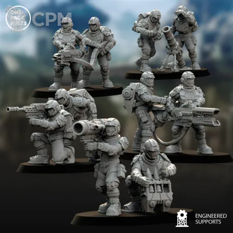 Описание картинки Heavy Weapons Squad/Human Defence Force - Weapon Teams OPR от Laboratory of Chaos по цене 75руб | Свободный Рынок Миниатюр - СРМ