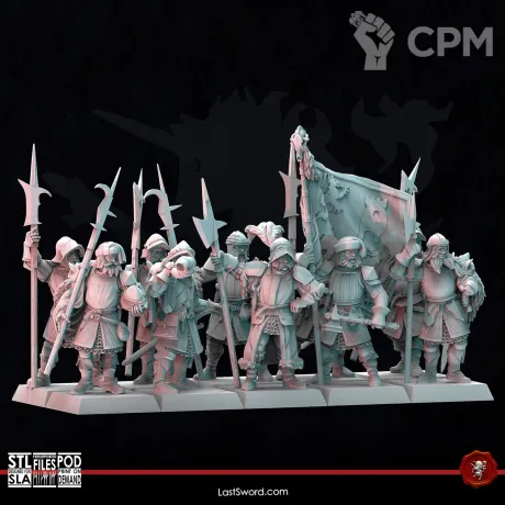 Описание картинки Halberdier of the Avernia/ Алебардисты Авернии от PocketSized Prints по цене 1 200руб | Свободный Рынок Миниатюр - СРМ