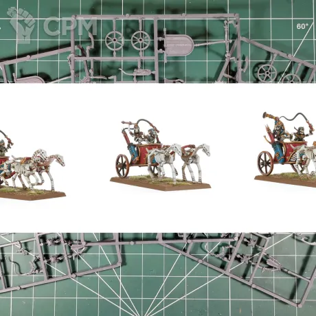 Описание картинки Tomb Kings Of Khemri Skeleton Chariot x3 от Vault Boy по цене 6 998руб | Свободный Рынок Миниатюр - СРМ