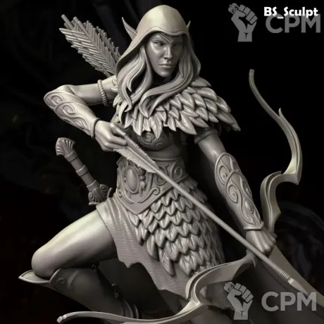 Описание картинки Wood Elf Girl Archer от Naggaroth Night по цене 2 000руб | Свободный Рынок Миниатюр - СРМ