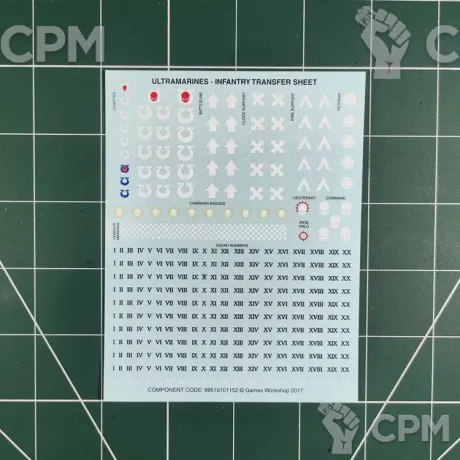 Описание картинки Ultramarines Infantry Transfer Sheet 2017 (Декали) от Vault Boy по цене 798руб