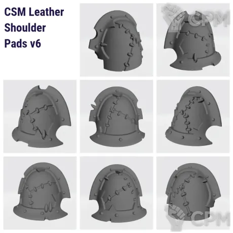 Описание картинки CSM Leather Shoulder Pads v6 with Nicks &amp; Teeth от Стальные Небеса по цене 120руб | Свободный Рынок Миниатюр - СРМ