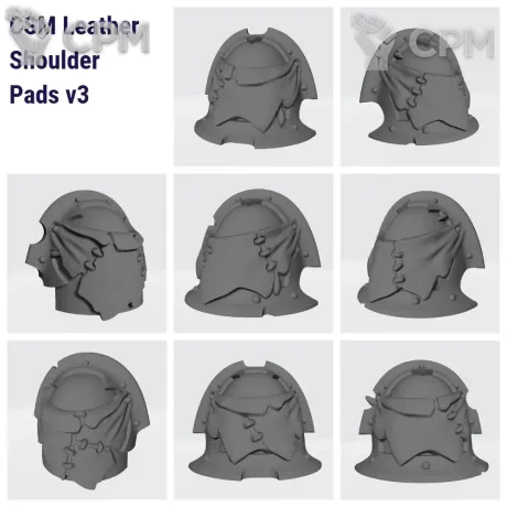 Описание картинки CSM Leather Shoulder Pads v3 with Nicks &amp; Teeth от Стальные Небеса по цене 120руб | Свободный Рынок Миниатюр - СРМ