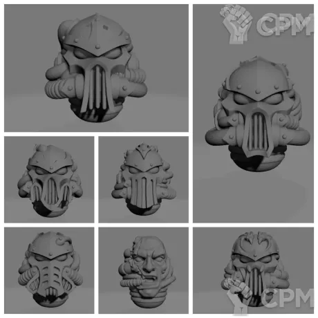 Описание картинки Night Lords Helmets v4 от Стальные Небеса по цене 100руб | Свободный Рынок Миниатюр - СРМ