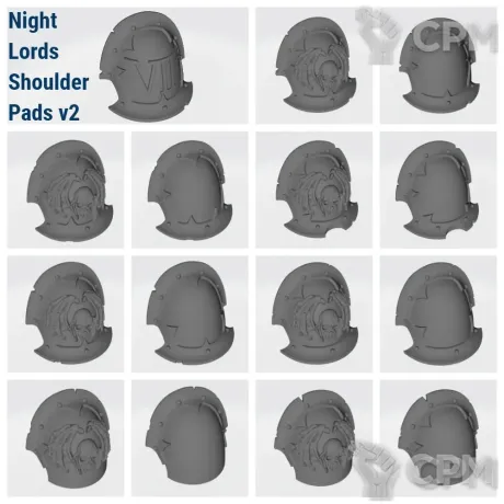 Описание картинки Night Lords Shoulder Pads v2 от Стальные Небеса по цене 540руб | Свободный Рынок Миниатюр - СРМ
