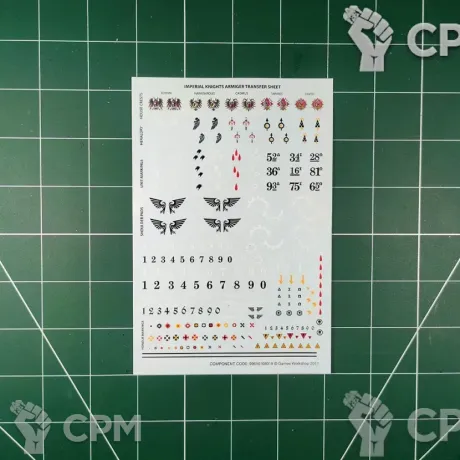 Описание картинки Imperial Knights Armiger Transfer Sheet (Декали) от Vault Boy по цене 1 798руб | Свободный Рынок Миниатюр - СРМ