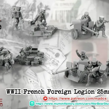 Описание картинки French Foreign Legion 25mm ATGun от 3DPrintClub по цене 380руб | Свободный Рынок Миниатюр - СРМ