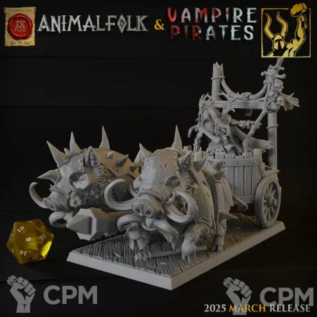 Описание картинки Beastman Blind Shaman on Chariot от 3DPrintClub по цене 2 340руб | Свободный Рынок Миниатюр - СРМ