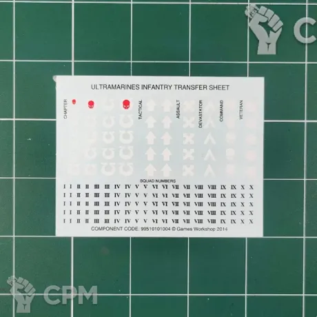 Описание картинки Ultramarines Infantry Transfer Sheet 2014 (Декали) от Vault Boy по цене 598руб | Свободный Рынок Миниатюр - СРМ