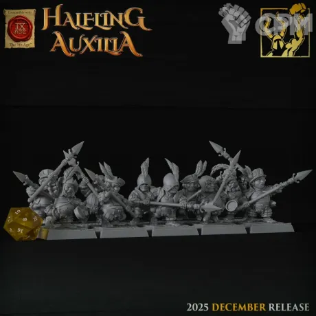 Описание картинки Halfling Light Infantry Spear от 3DPrintClub по цене 85руб | Свободный Рынок Миниатюр - СРМ