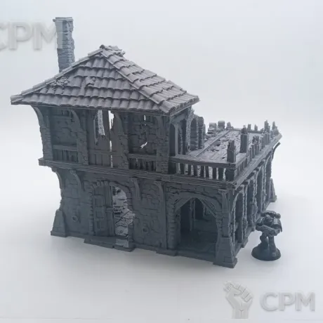 Описание картинки Разрушенный Склад - Фэнтези Террейн от Terrain Print по цене 800руб | Свободный Рынок Миниатюр - СРМ