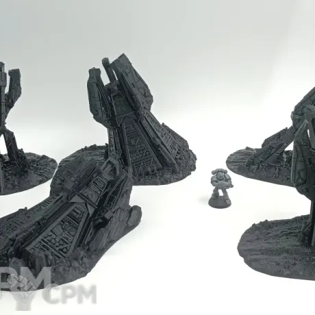 Описание картинки Разбитые Дропподы - Sci-fi Террейн от Terrain Print по цене 800руб | Свободный Рынок Миниатюр - СРМ