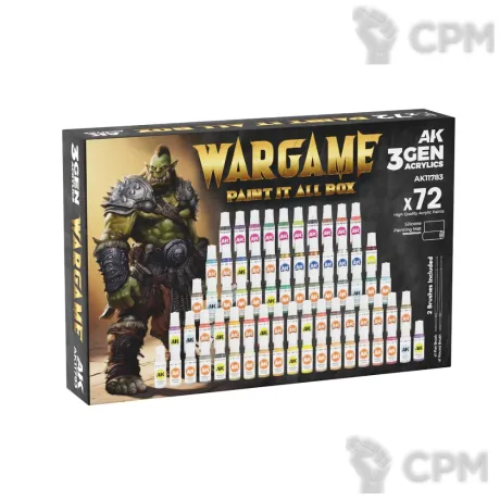 Описание картинки Набор красок и инструментов AK Interactive 3GEN WARGAME PAINT IT ALL BOX x72 от Дауран по цене 20 000руб | Свободный Рынок Миниатюр - СРМ