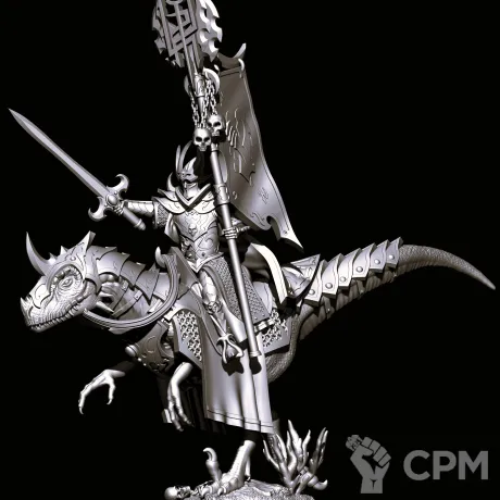 Описание картинки Dark elves Banner standard bearer on raptor от Магазин Альфария по цене 300руб | Свободный Рынок Миниатюр - СРМ