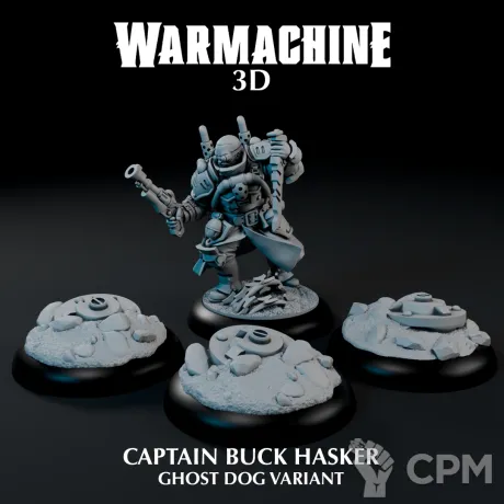 Описание картинки Cygnar Gravediggers - Buck Hasker, Ghost Dog Variant от 3Д печать миниатюр по цене 433руб | Свободный Рынок Миниатюр - СРМ