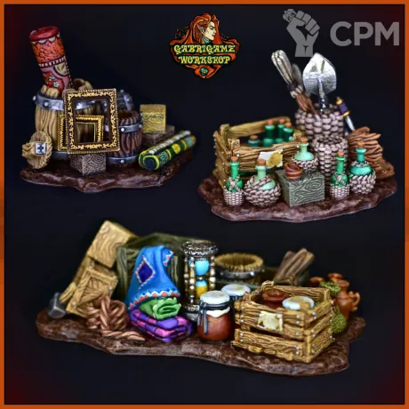 Описание картинки Жетоны со складскими вещами от Gabrigame_Terrain по цене 670руб | Свободный Рынок Миниатюр - СРМ