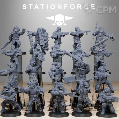 Описание картинки + Corrupted Guard Infantry Builder Kit + от WastelandMiniatures по цене 1 000руб | Свободный Рынок Миниатюр - СРМ